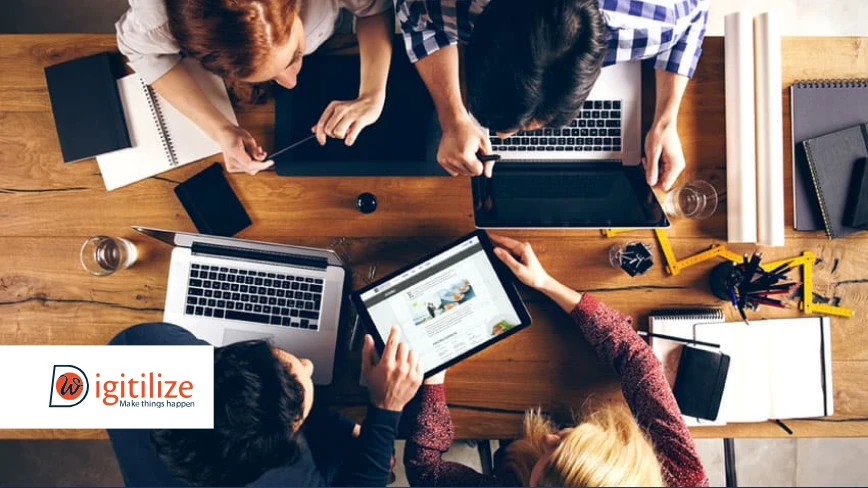 Team collaborating on a web project design